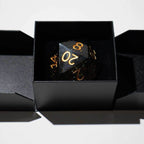 Massive Dark Black And Foil Liquid Core 95MM Chonk Handmade Resin Dice And Box - Only 1 D20