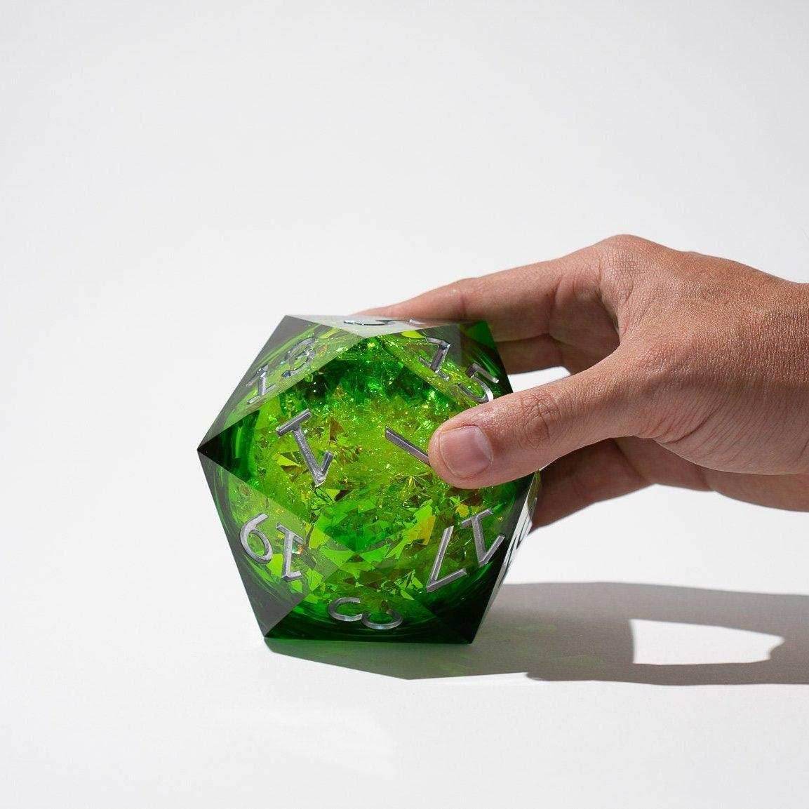 Massive Green Liquid Core 95MM Chonk Handmade Resin Dice And Box - Only 1 D20