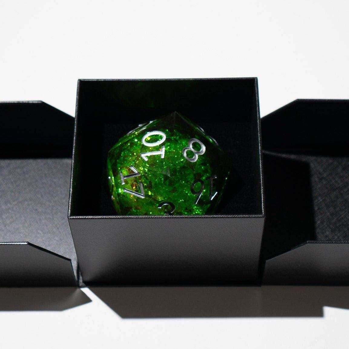 Massive Green Liquid Core 95MM Chonk Handmade Resin Dice And Box - Only 1 D20