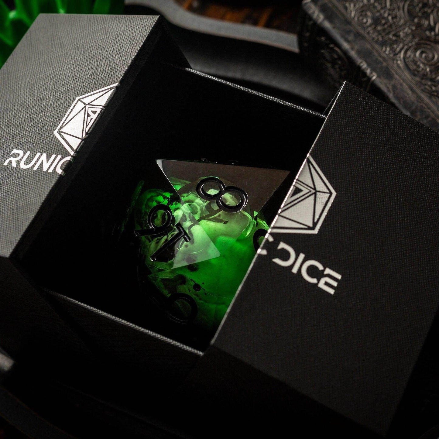Massive Green Skull Liquid Core 95MM Chonk Handmade Resin Dice And Box - Only 1 D20