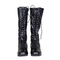 Matte Black Wrestling Boots Halloween Costume Cosplay - SMALL 8/9