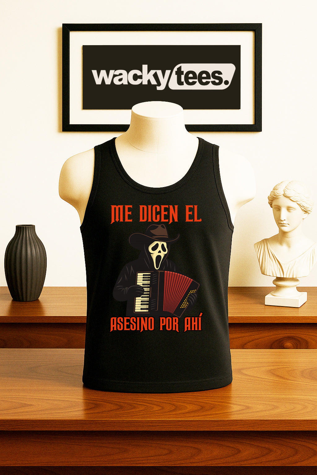 Me Dicen El Asesino Por Ahi Halloween Corrido Ghostface Scream Graphic Tee Shirt