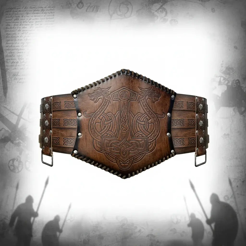 Medieval Viking Wear Wide PU Leather Belt Armor Costume Heavy Embossed Waistband