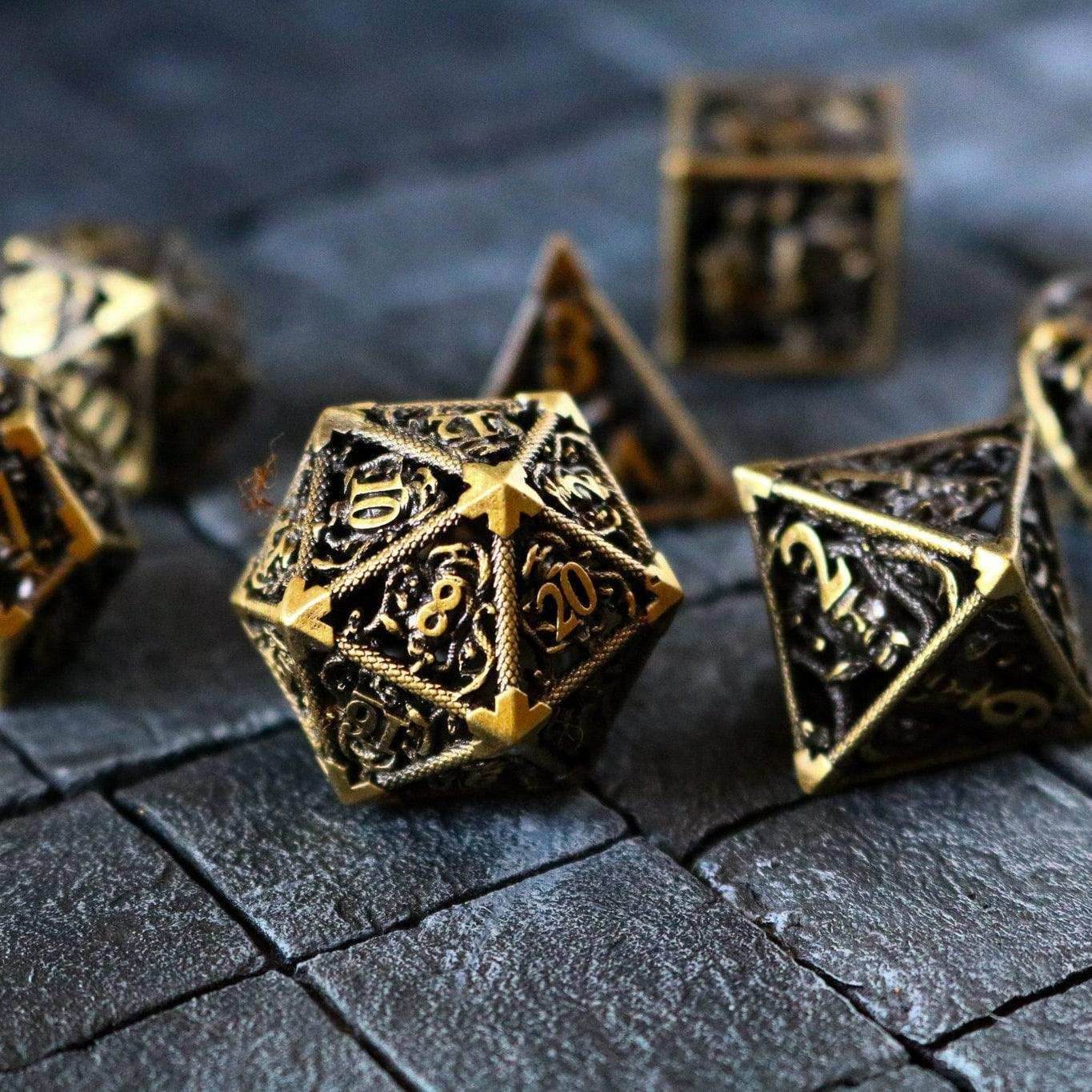 Medusa Bronze Hollow Metal DND Dice Set - Only 1 D20