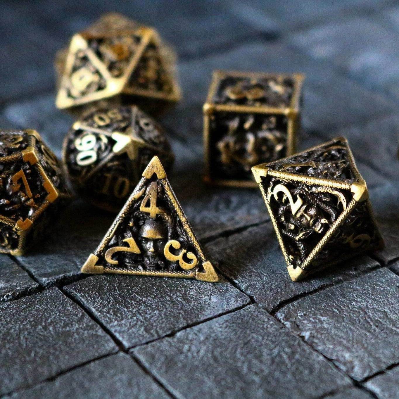 Medusa Bronze Hollow Metal DND Dice Set - Only 1 D20