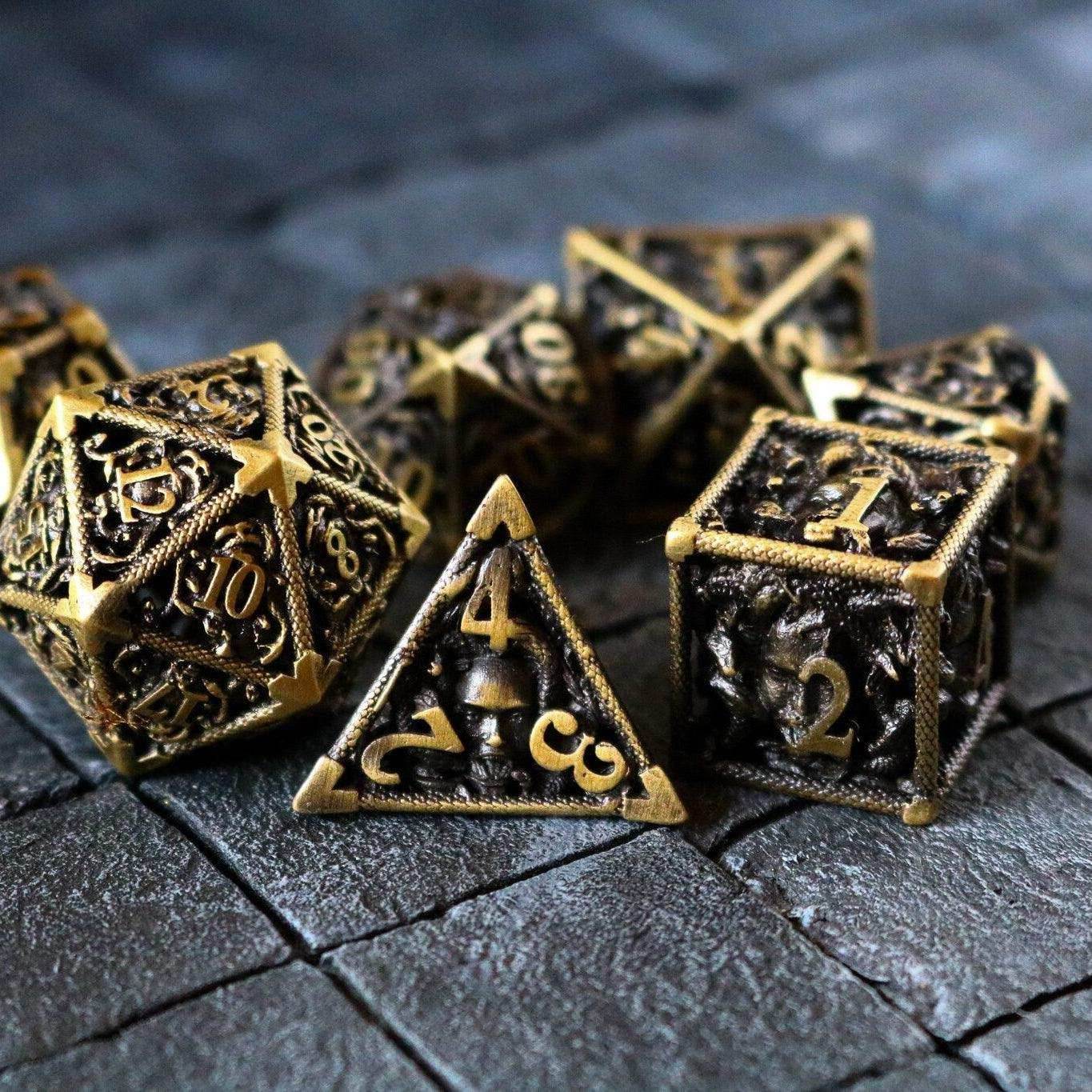 Medusa Bronze Hollow Metal DND Dice Set - Only 1 D20