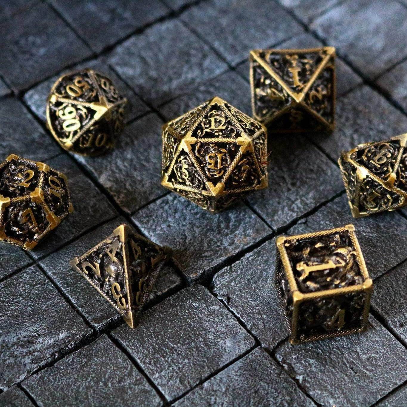 Medusa Bronze Hollow Metal DND Dice Set - Only 1 D20