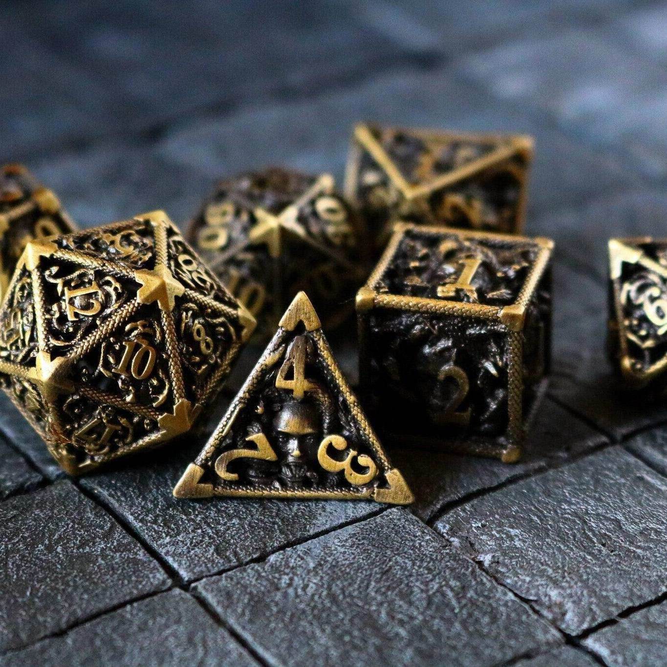 Medusa Bronze Hollow Metal DND Dice Set - Only 1 D20