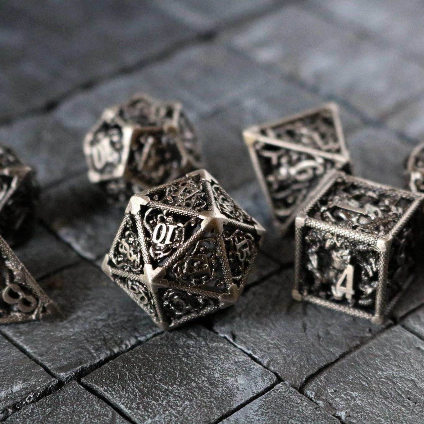 Medusa Silver Hollow Metal DND Dice Set - Only 1 D20