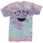 Emoticon Heart Eyes Smile Face Mens T-shirt - Tie-Dye Cotton Candy / Mens Small
