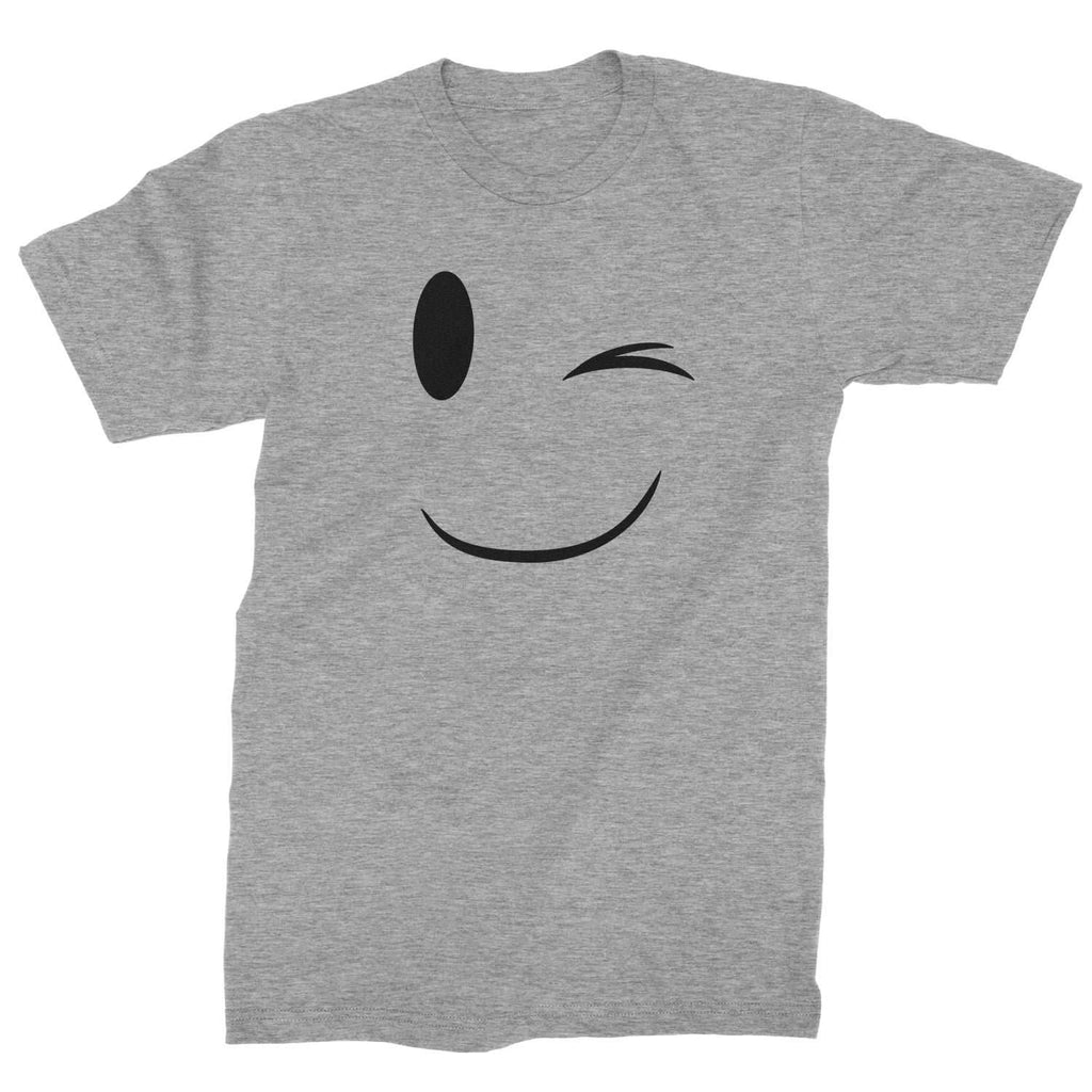 Emoticon Winking Smile Face Mens T-shirt - Heather Grey / Mens Small