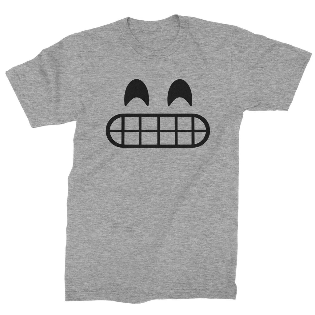 Emoticon Grinning Smile Face Mens T-shirt - Heather Grey / Mens Small