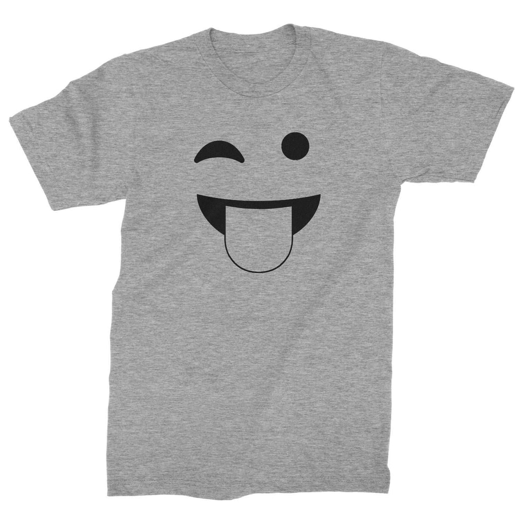 Emoticon Tongue Hanging Out Smile Face Mens T-shirt - Heather Grey / Mens Small