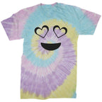 Emoticon Heart Eyes Smile Face Mens T-shirt - Tie-Dye Jellybean / Mens Small