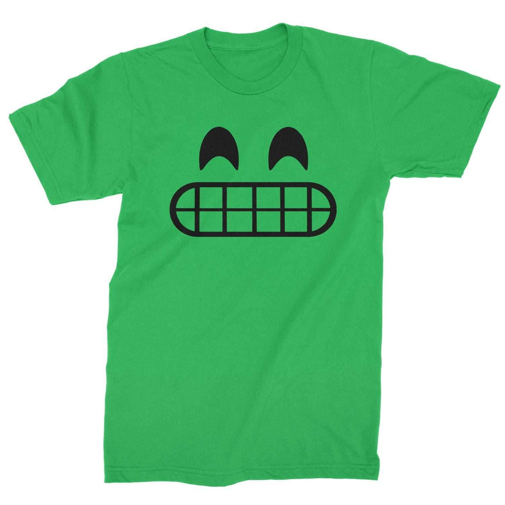 Emoticon Grinning Smile Face Mens T-shirt - Kelly Green / Mens Small