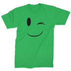 Emoticon Winking Smile Face Mens T-shirt - Kelly Green / Mens Small