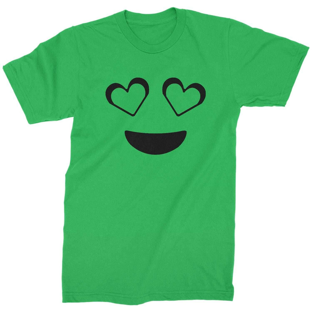 Emoticon Heart Eyes Smile Face Mens T-shirt - Kelly Green / Mens Small