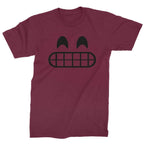 Emoticon Grinning Smile Face Mens T-shirt - Maroon / Mens Small