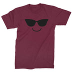 Emoticon Sunglasses Smile Face Mens T-shirt - Maroon / Mens Small