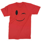 Emoticon Winking Smile Face Mens T-shirt - Red / Mens Small