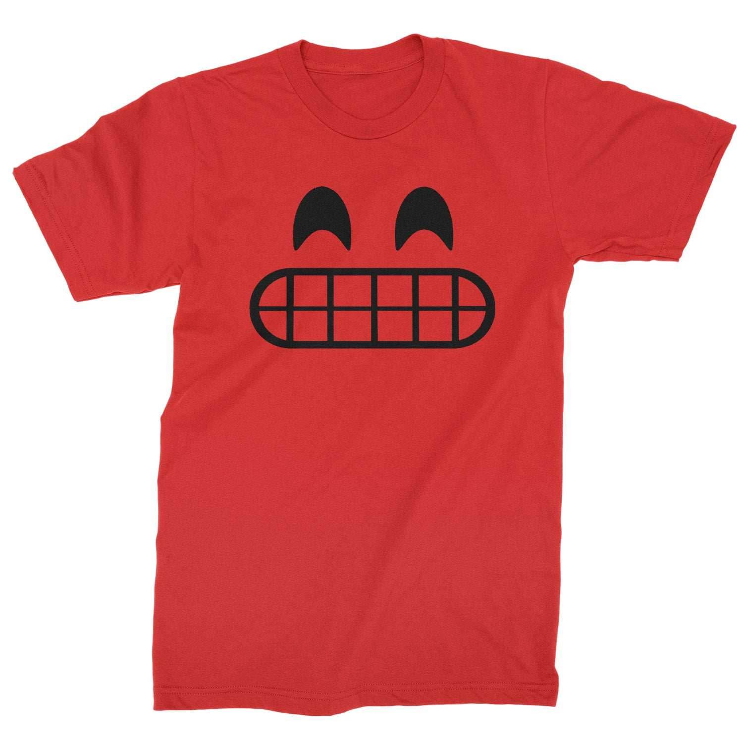 Emoticon Grinning Smile Face Mens T-shirt - Red / Mens Small