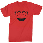 Emoticon Heart Eyes Smile Face Mens T-shirt - Red / Mens Small
