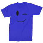 Emoticon Winking Smile Face Mens T-shirt - Royal Blue / Mens Small