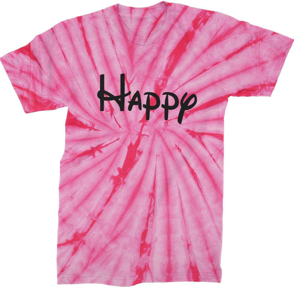 Happy - 7 Dwarfs Costume Mens T-shirt - Tie-Dye Spider Pink / Mens Small