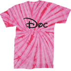 Doc - 7 Dwarfs Costume Mens T-shirt - Tie-Dye Spider Pink / Mens Small