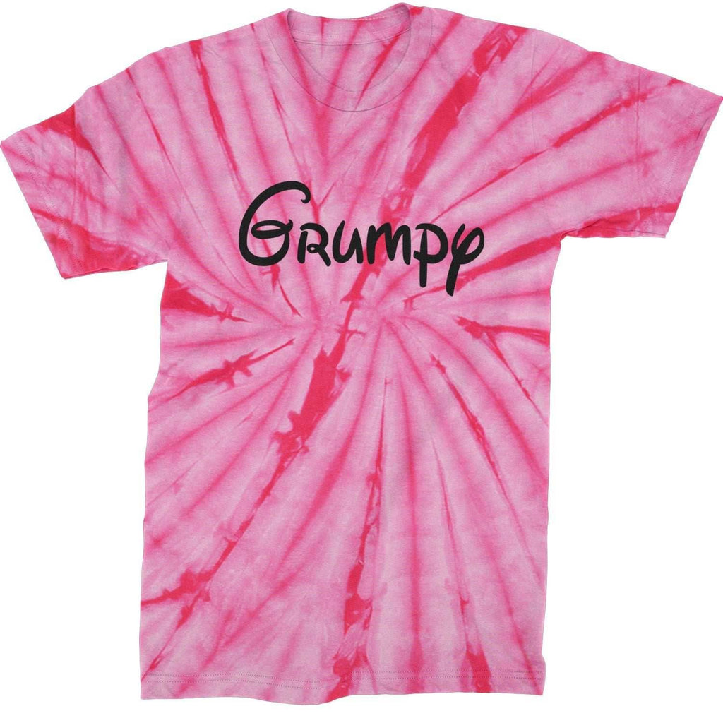 Grumpy - 7 Dwarfs Costume Mens T-shirt - Tie-Dye Spider Pink / Mens Small