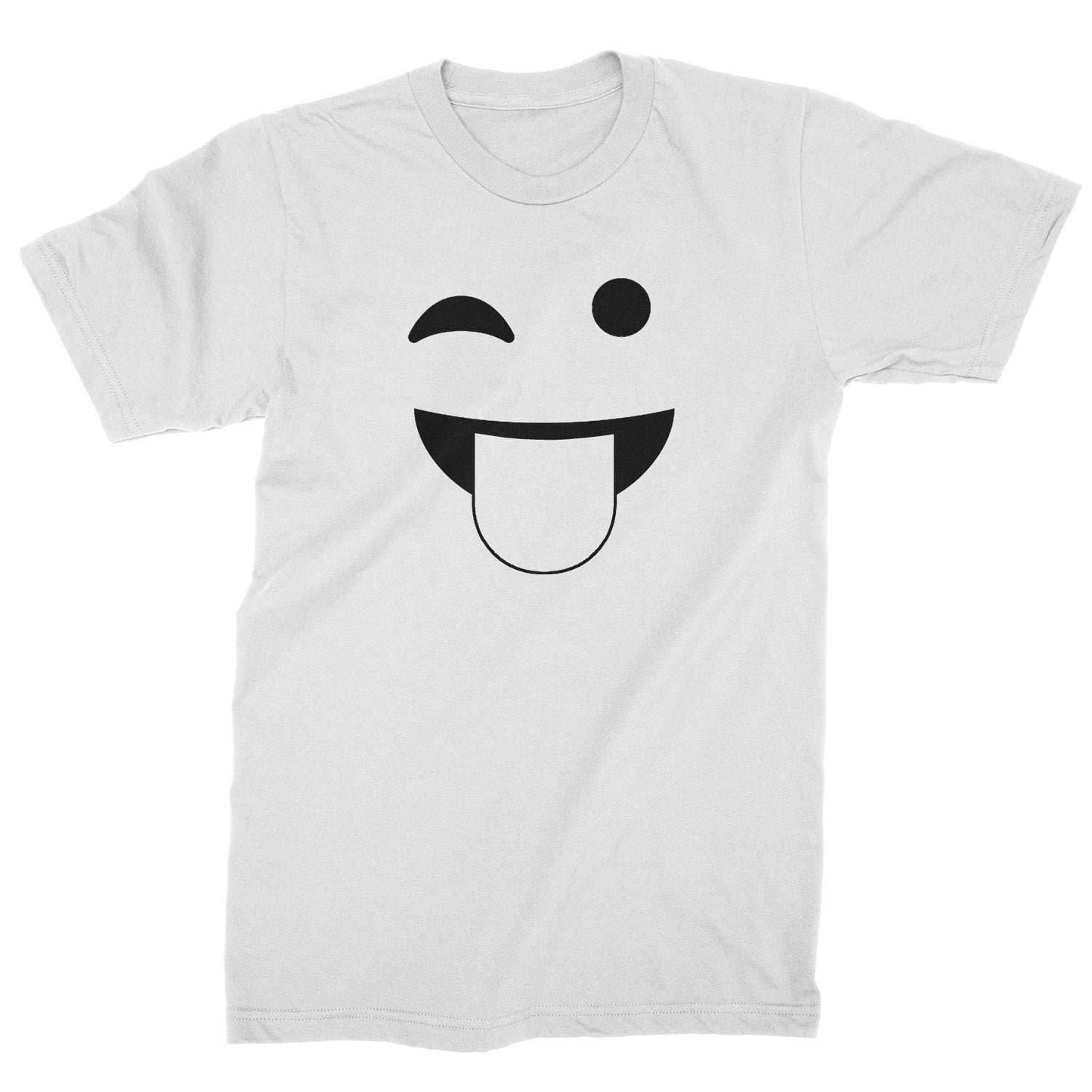 Emoticon Tongue Hanging Out Smile Face Mens T-shirt - White / Mens Small