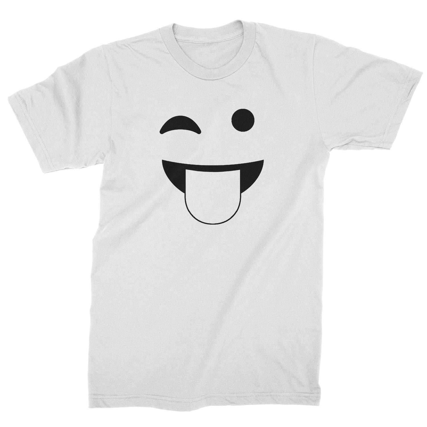 Emoticon Tongue Hanging Out Smile Face Mens T-shirt - White / Mens Small