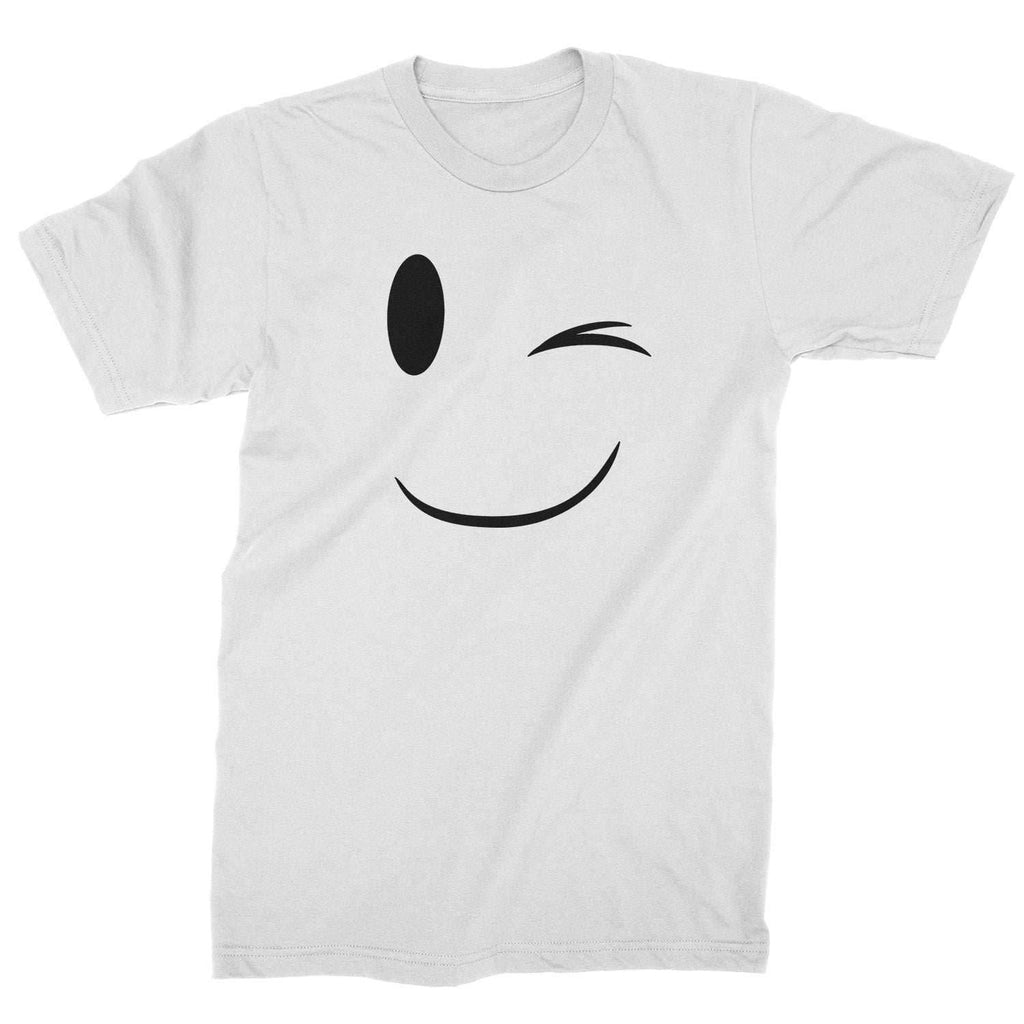 Emoticon Winking Smile Face Mens T-shirt - White / Mens Small