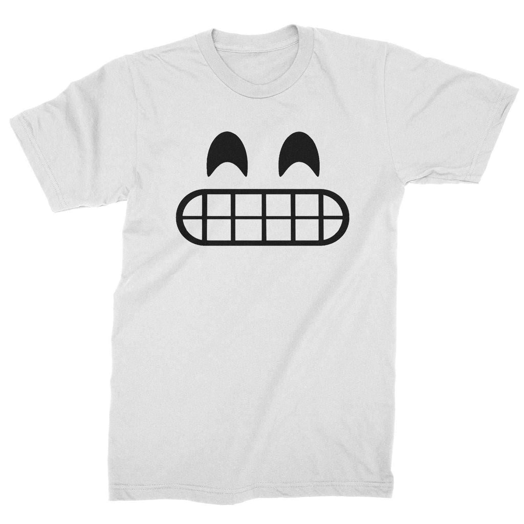 Emoticon Grinning Smile Face Mens T-shirt - White / Mens Small