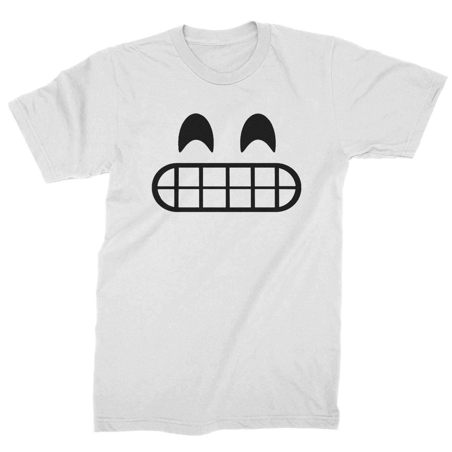 Emoticon Grinning Smile Face Mens T-shirt - White / Mens Small