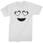 Emoticon Heart Eyes Smile Face Mens T-shirt - White / Mens Small