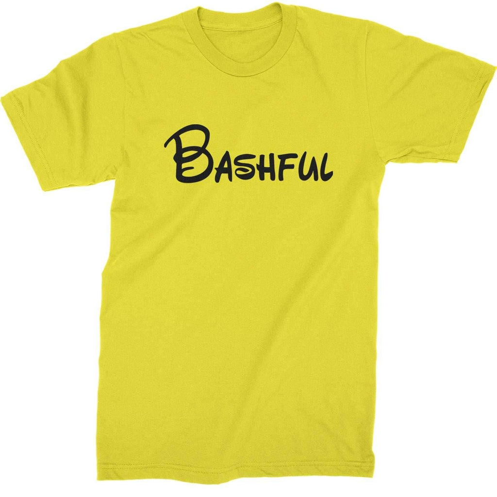 Bashful - 7 Dwarfs Costume Mens T-shirt - Yellow / Mens Small