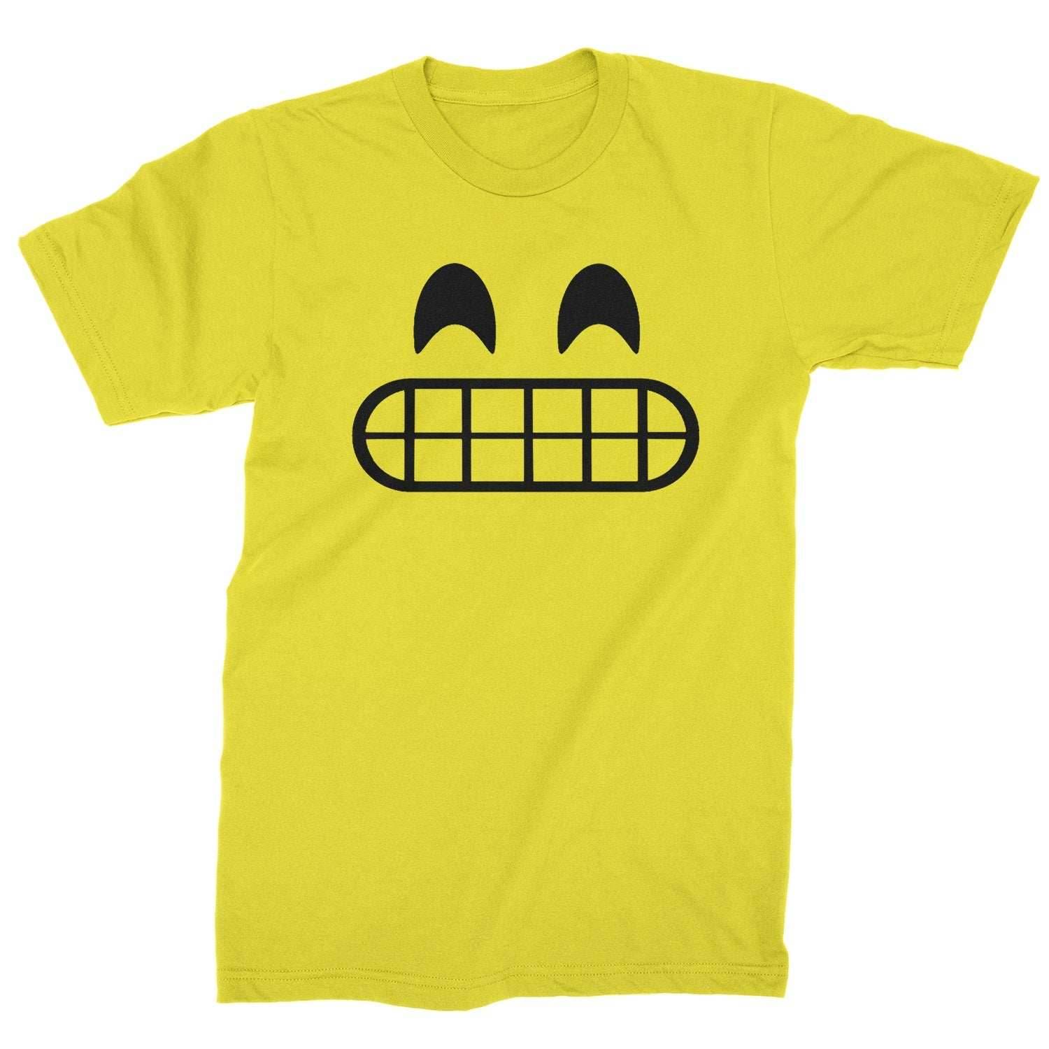 Emoticon Grinning Smile Face Mens T-shirt - Yellow / Mens Small