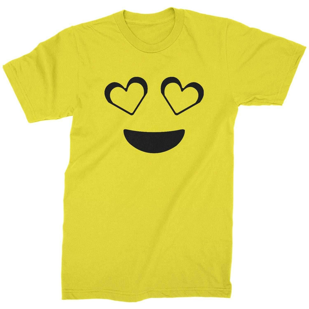 Emoticon Heart Eyes Smile Face Mens T-shirt - Yellow / Mens Small
