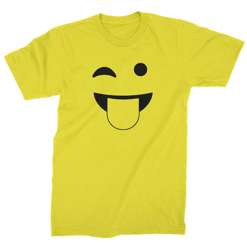 Emoticon Tongue Hanging Out Smile Face Mens T-shirt - Yellow / Mens Small