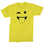 Emoticon Tongue Hanging Out Smile Face Mens T-shirt - Yellow / Mens Small