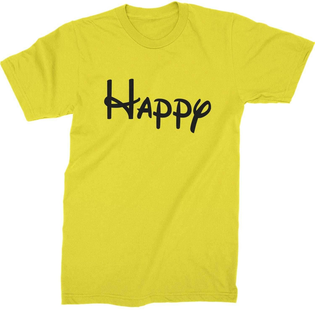 Happy - 7 Dwarfs Costume Mens T-shirt - Yellow / Mens Small