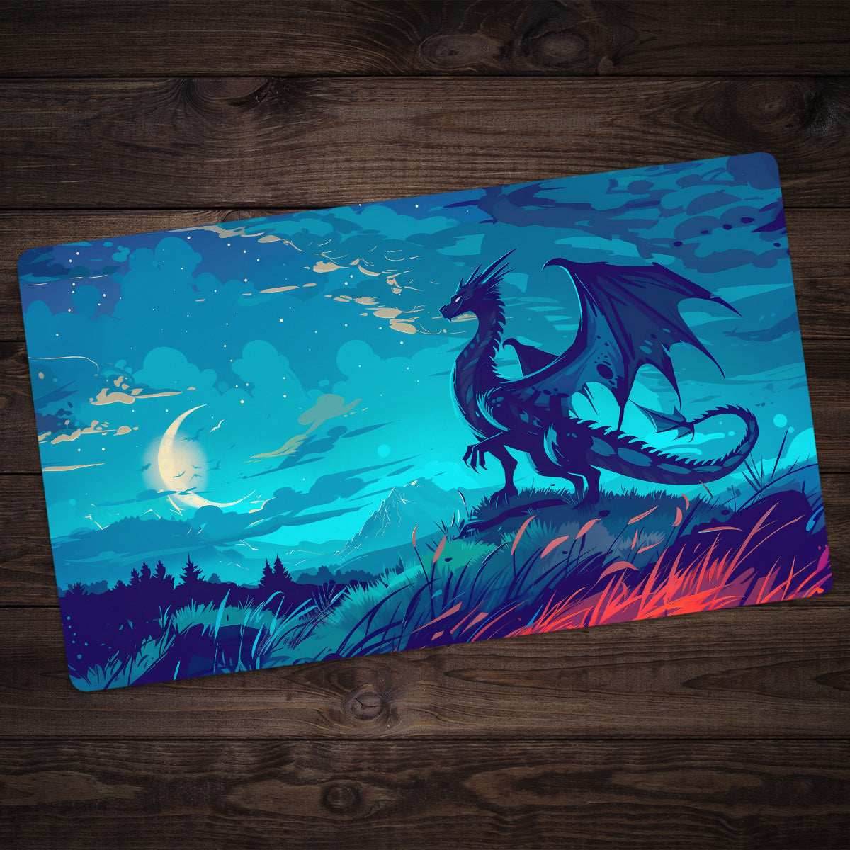 Midnight Blue Dragon Playmat - Standard Playmat / Plain