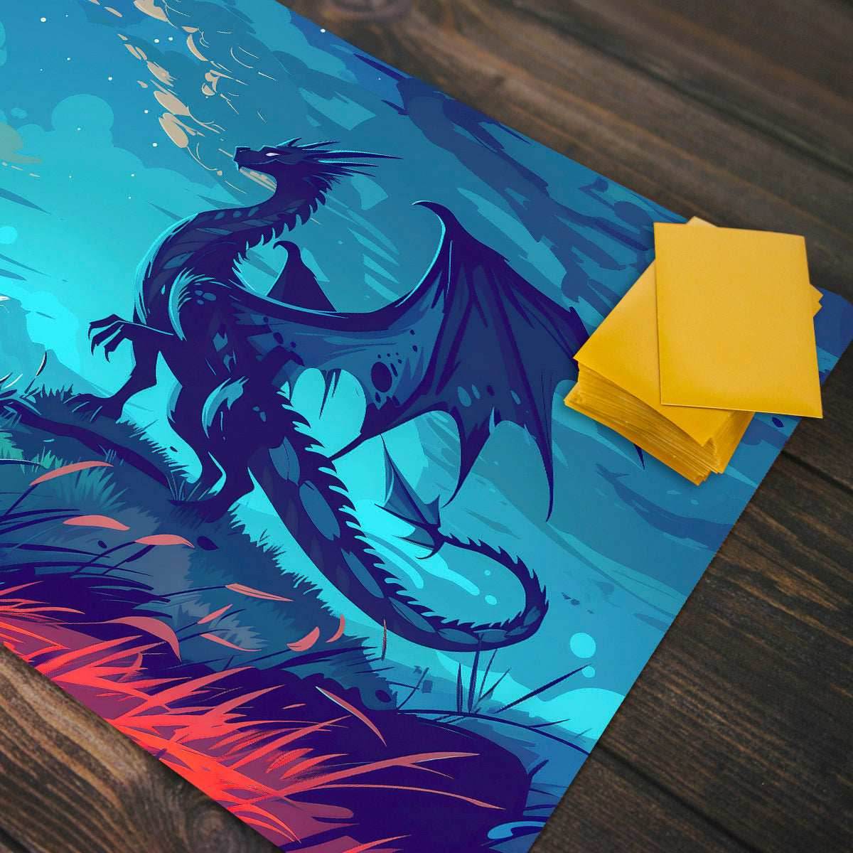 Midnight Blue Dragon Playmat - Standard Playmat / Plain