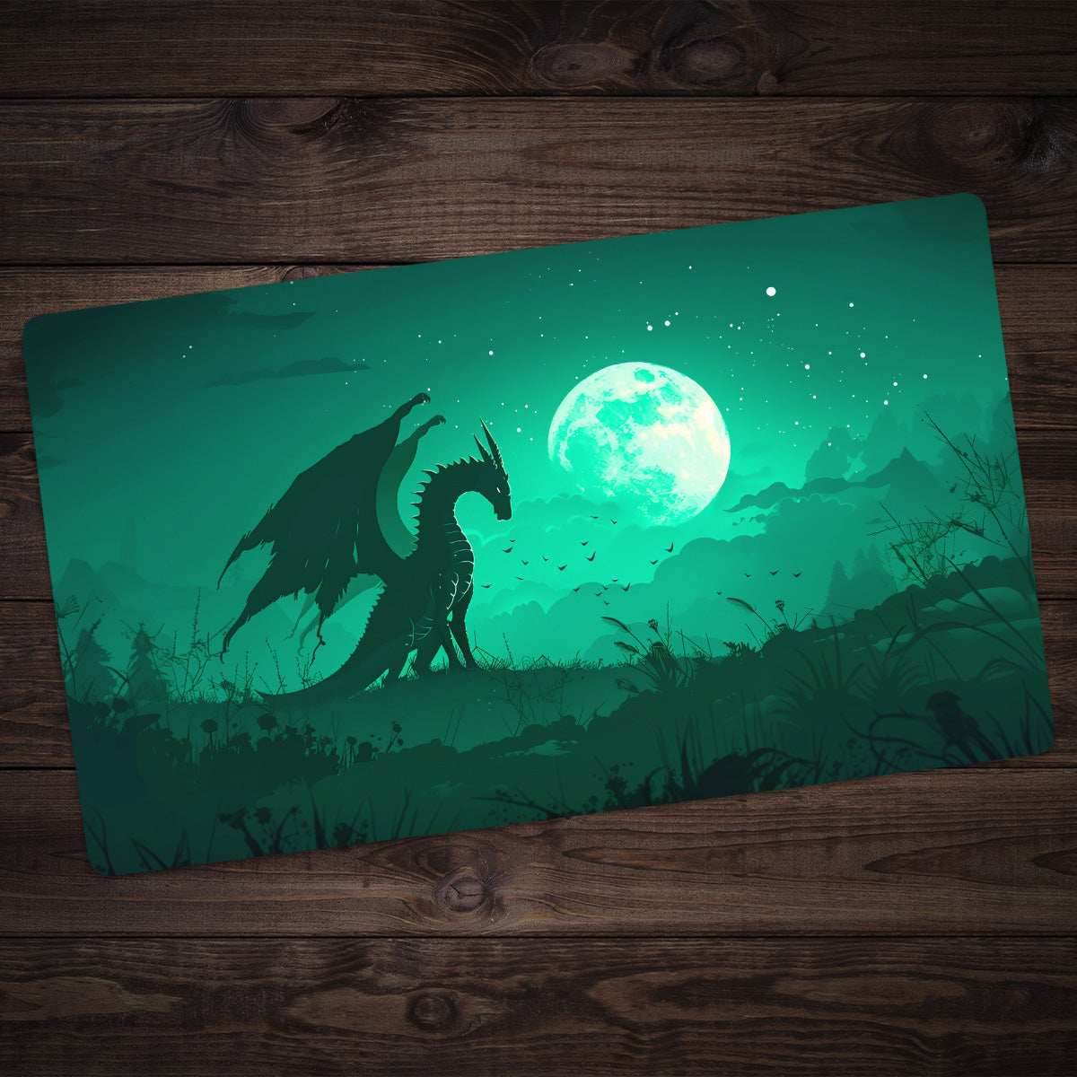 Midnight Green Dragon Playmat - Standard Playmat / Plain