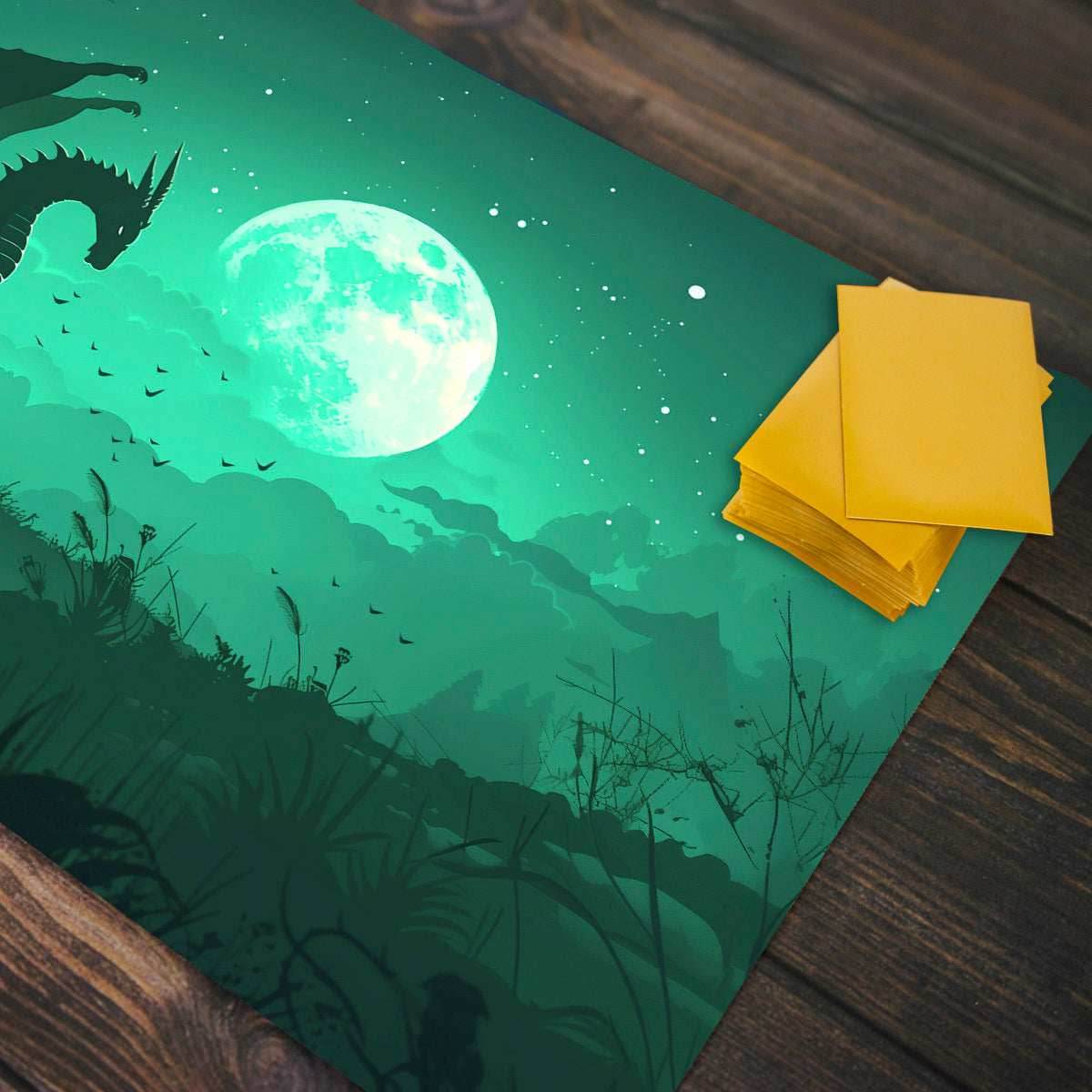 Midnight Green Dragon Playmat - Standard Playmat / Plain