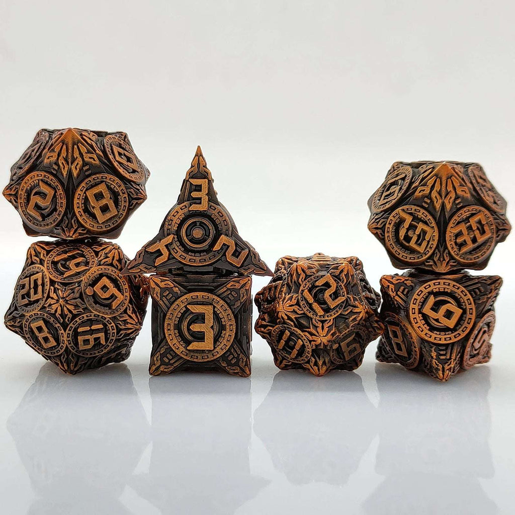 UFO Elements - Solid Metal DND Dice Set Ancient Gold