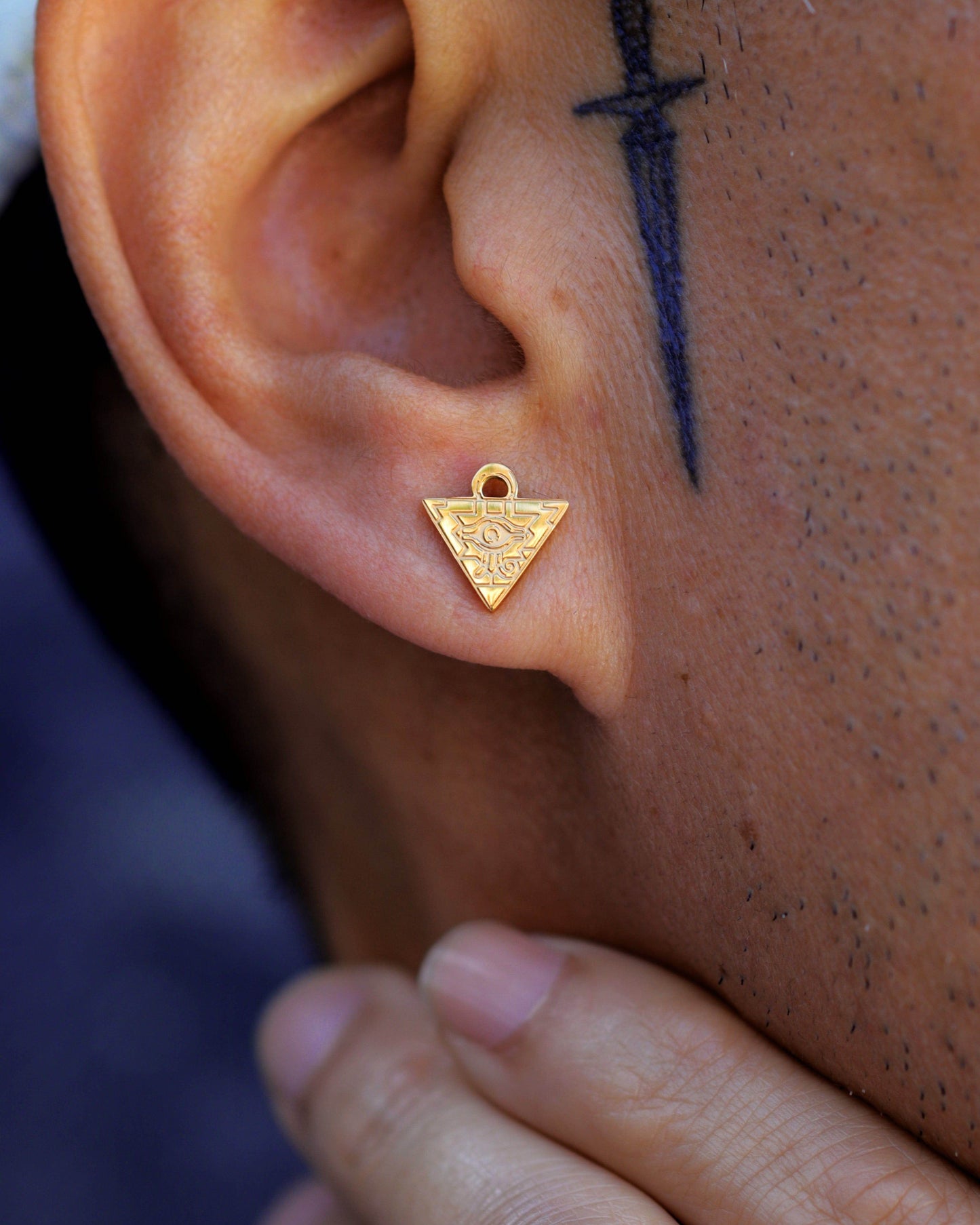 Yu-Gi-Oh!™ Millennium Puzzle Stud Earrings - Chrome / Pair