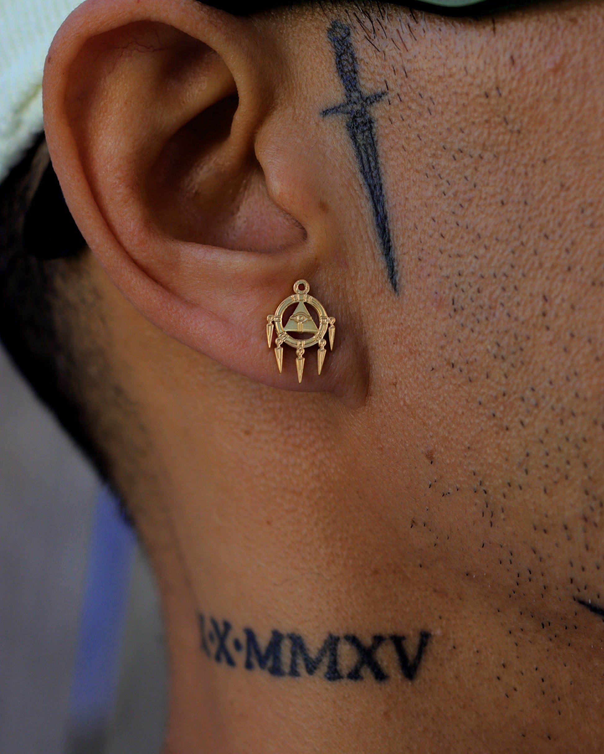 Yu-Gi-Oh!™ Millennium Ring Stud Earrings - Chrome / Pair