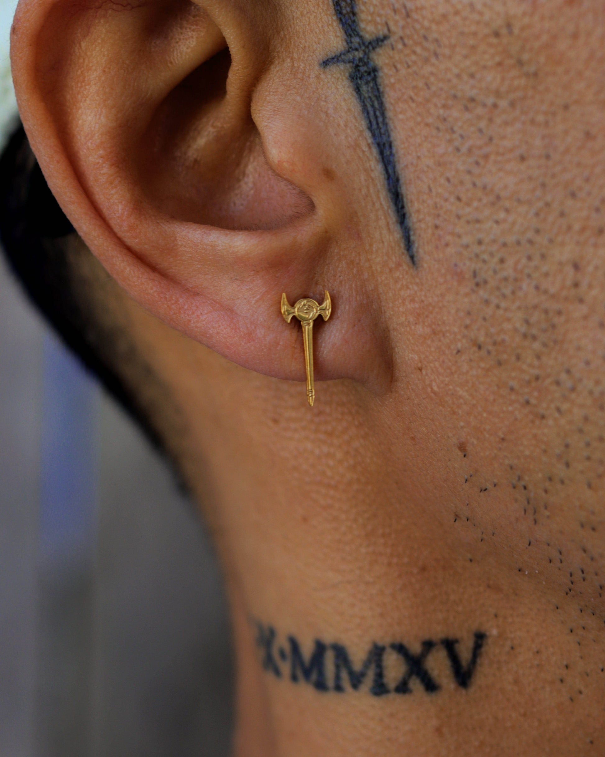 Yu-Gi-Oh!™ Millennium Rod Stud Earrings - Chrome / Pair